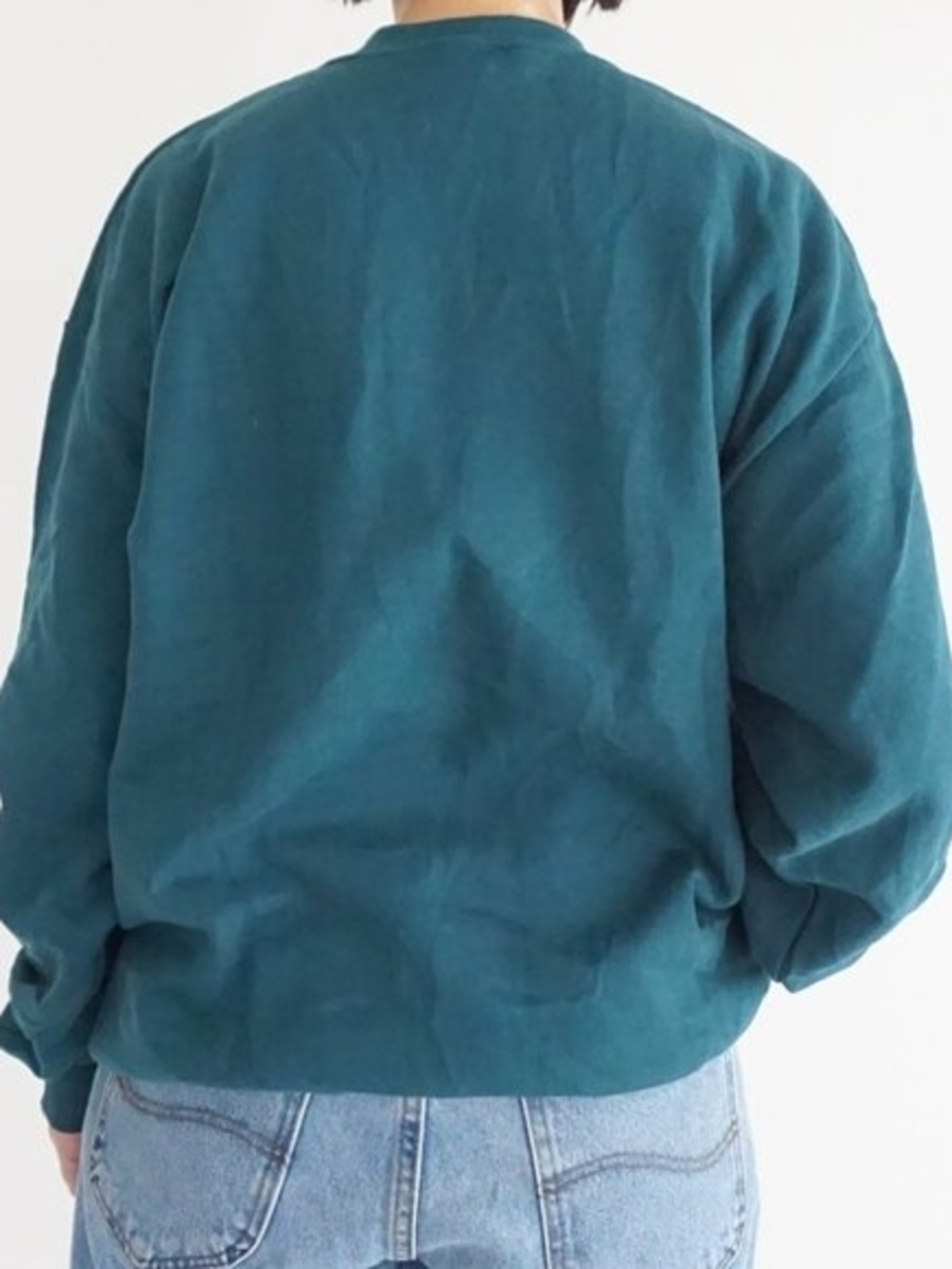 Teal Crewneck Sweater with Doll Embroidery - Picture 4 of 5